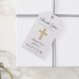 Religiösa Kor Boy Baptism i marinblått skript Presentetikett