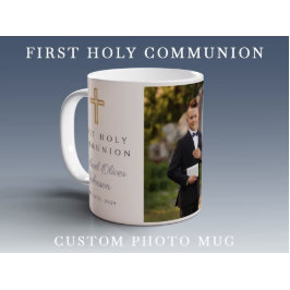 Religiösa Kor Boy First Communion Photo Kaffemugg