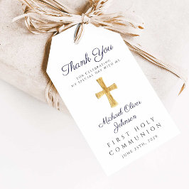 Religiösa Kor Boy Navy Blue Communion Presentetikett