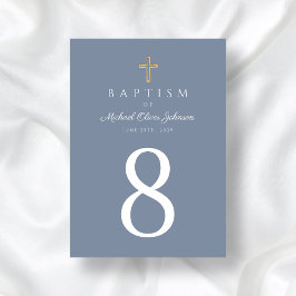 Religiösa Kor Dusty Blue Boy Baptism Bordsnummer