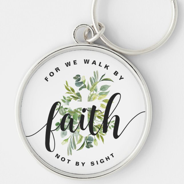 Religiösa Kor Faith Bible Verse Rund Silverfärgad Nyckelring (Framsidan)