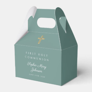 Religiösa Kor Grönt Boy First Communion Presentaskar