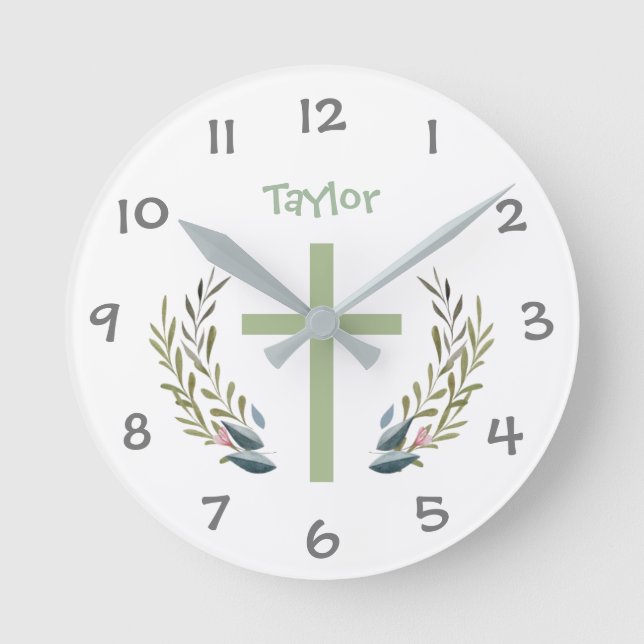 Religiösa Kor Kids Nursery Wall Clock Rund Klocka (Framsida)