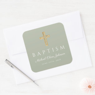 Religiösa Kor Sage Grönt Baptism Fyrkantigt Klistermärke