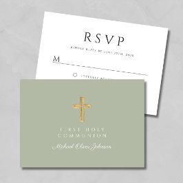 Religiösa Kor Sage Grönt First Communion OSA Kort