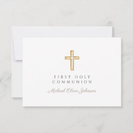 Religiösa Kor Taupe Boy First Communion OSA Kort
