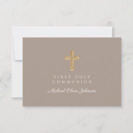 Religiösa Kor Taupe Boy First Communion OSA Kort