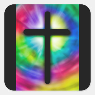 Religiösa Kor Tie Dye Background Stickers Fyrkantigt Klistermärke