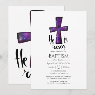 Religiösa Lila Galaxy Christian Baptism Inbjudningar