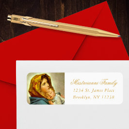 Religiösa Madonna & Child Jul Address Label Returadress Etikett