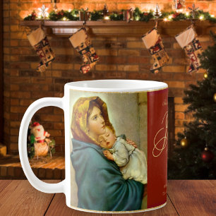 Religiösa Madonna och barnkatolsk julklapp Kaffemugg