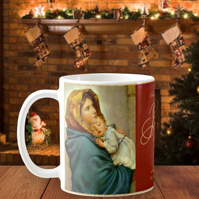Religiösa Madonna och barnkatolsk julklapp Kaffemugg (Madonna and Child religious Christmas gift coffee cup for Christians)