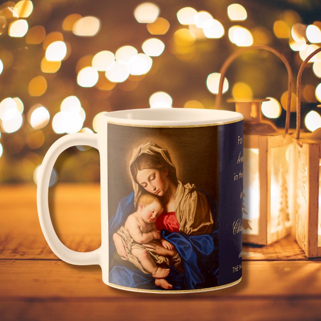 Religiösa Madonna och Priest-julklapp för barn Kaffemugg (Catholic Christmas gift for priests, moms, dads, grandmas and grandpas with Madonna and Child)