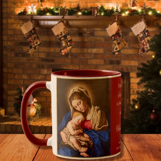 Religiösa Madonna och Priest-julklapp för barn Mugg (Madonna and Child coffee cup perfect as a Christmas gift for priests or any Catholics on your list.)