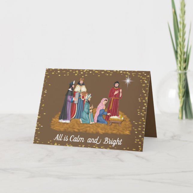 Religiösa Manger Scene-julkort Helgkort (Framsida)