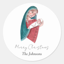 Religiösa Maria & baby Jesus jul Runt Klistermärke