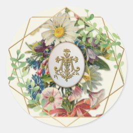 Religiösa Marian Kor Vintage Blommigt katolsk Runt Klistermärke