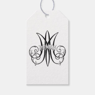 Religiösa Marian Monogram "M" Black & White Presentetikett