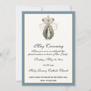 Religiösa May Crowley Mary Mors dag Blommigt Inv Inbjudningar