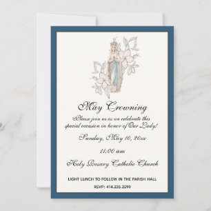 Religiösa May Crowley Mary Mors dag Blommigt Inv Inbjudningar