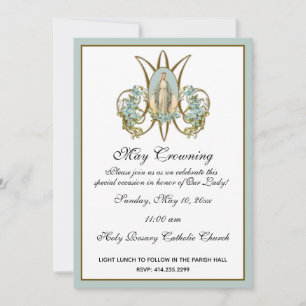 Religiösa May Crowning Mary Mors dag Blommigt Inbjudningar