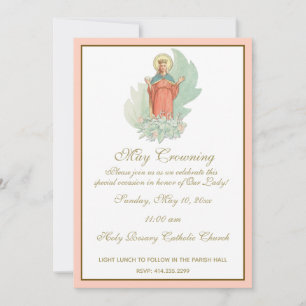 Religiösa May Crowning Mary Mors dag Blommigt Inbjudningar