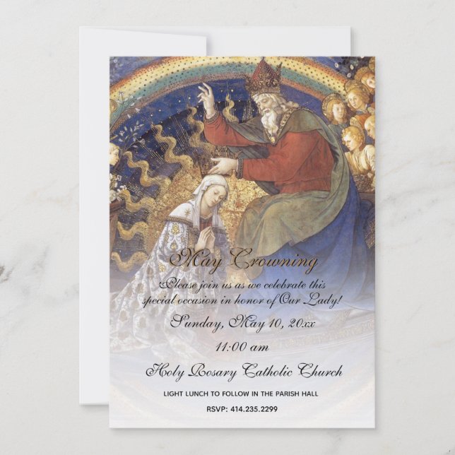 Religiösa May Crowning Mary Mors dag Inbjudningar (Framsida)