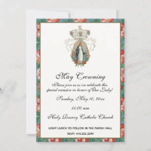Religiösa May Crowning Mary Mors dag Ro Inbjudningar
