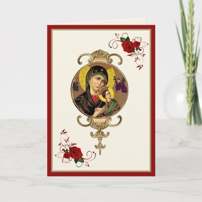 Religiösa Mor Perpetual Help Catholique Jesus Car Kort (Framsida)