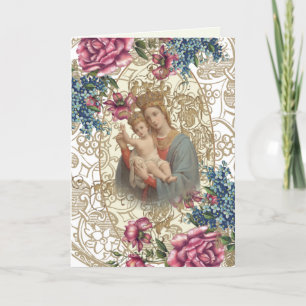 Religiösa Mors dag Blsed Virgin Mary Vintage Kort