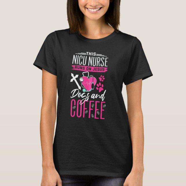 Religiösa Nicu Nurse Jesus Hundar Coffee Neonatal T Shirt (Framsida)