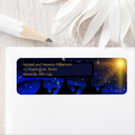Religiösa Ntivity Navy Blue jul Adress Returadress Etikett