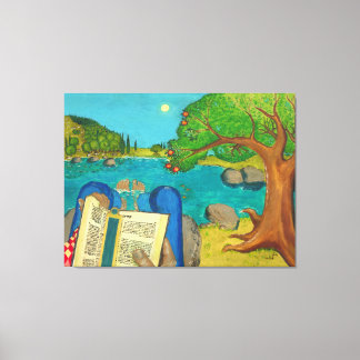 Religiösa Paintings - Psalm 1 i hebreiska bibeln Canvastryck