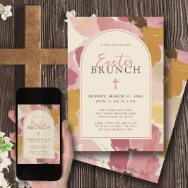 Religiösa Påsk Brunch Modern Rosa Blommigt Inbjudningar