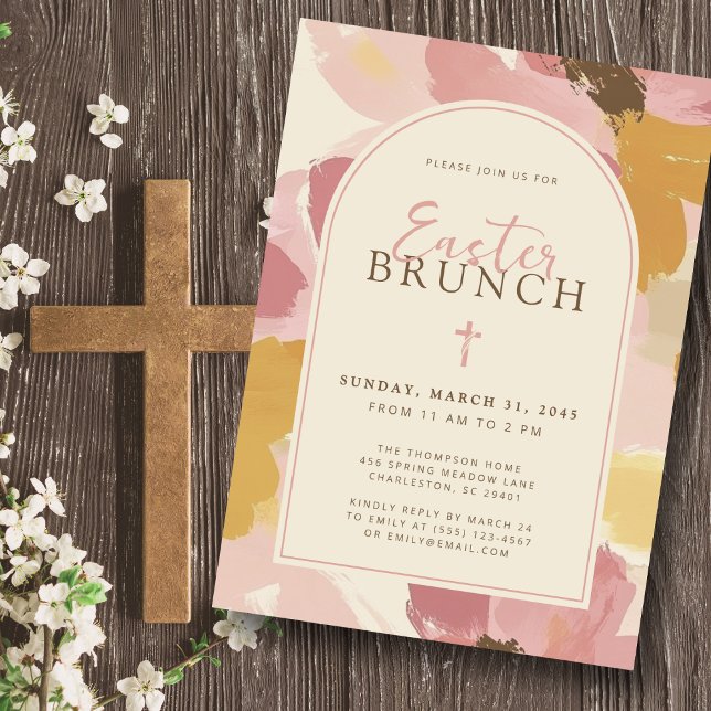 Religiösa Påsk Brunch Modern Rosa Blommigt Inbjudningar (Skapare uppladdad)