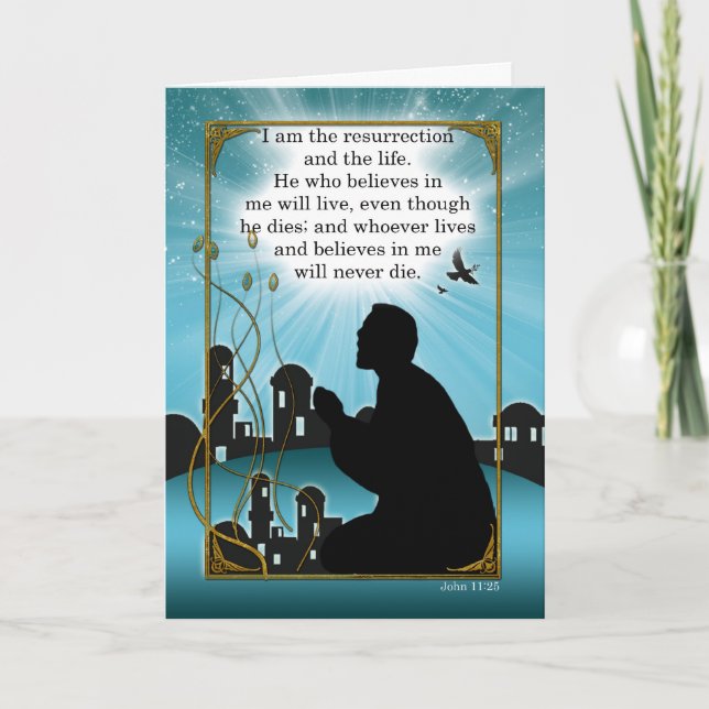 Religiösa Påsk Card Man Praying John Scripture Helgkort (Framsida)