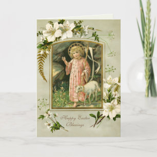 Religiösa Påsk Jesus Lamb Prayer Helgkort
