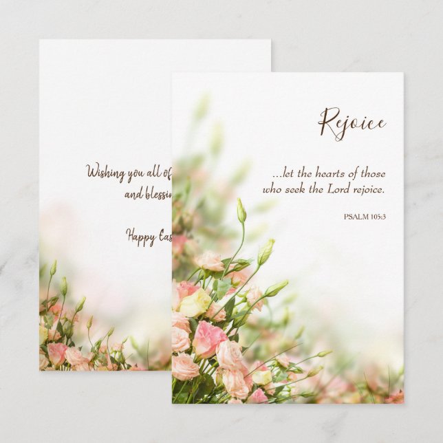 Religiösa Påsk-kort - Sentiments Rejoice Tack Kort (Fram/baksida)