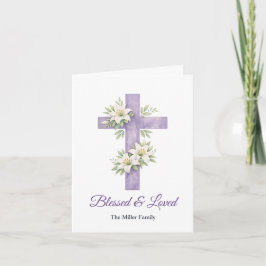 Religiösa påsksegens blomster vattenfärg kors helgkort