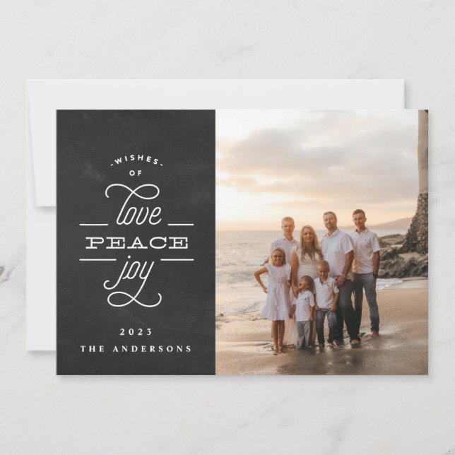 Religiösa Peace Kärlek Joy Chalk Julfoto Julkort (Framsida)
