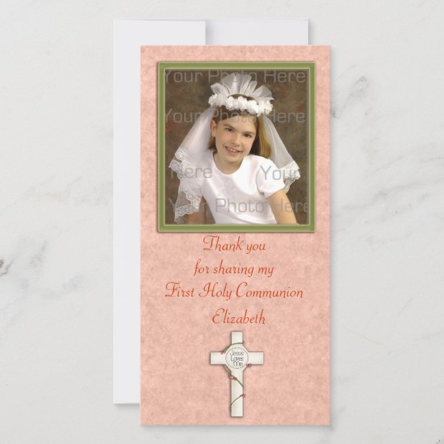 Religiösa Peach White Kor Tack Kort (Framsida)