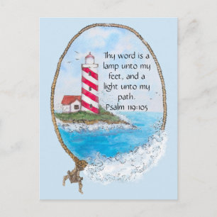 Religiösa Psalm Lighthouse Ocean Vykort