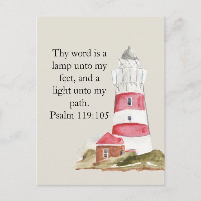 Religiösa Psalm Red Lighthouse Beach Vykort (Framsida)