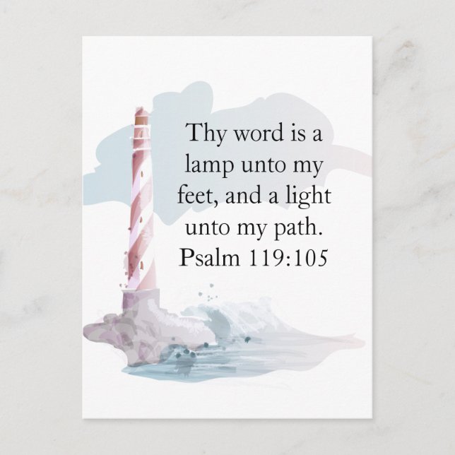 Religiösa Psalm Watercolor Lighthouse Vykort (Framsida)