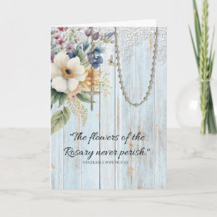 Religiösa Rosary Blommigt Bouquet Prayer Kort