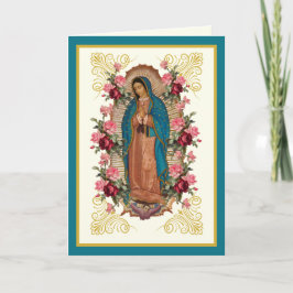 Religiösa rosor Jungfru Guadalupe spanska Kort