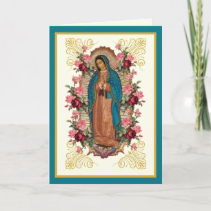 Religiösa rosor Jungfru Guadalupe spanska Kort
