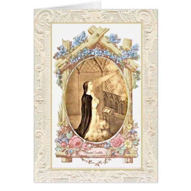 Religiösa Saliga Imelda Lambertini  Bön Hälsningskort (Framsidan)