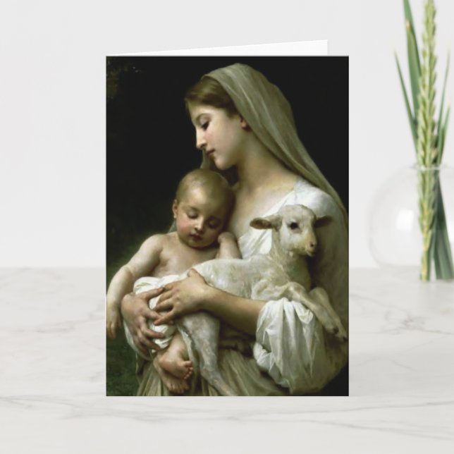 Religiösa Saliga Jungfru Maria Jesus Lamm Kort (Framsida)
