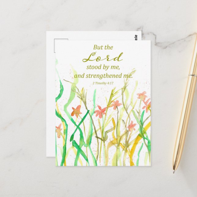 Religiösa Scripture 2 Timothy WildblomBouquet Vykort (Fram/Back In Situ)